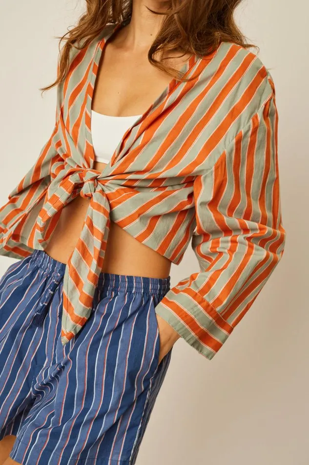 Natalie Martin JASPER SHORT Batik Stripe Navy Shop Bottoms
