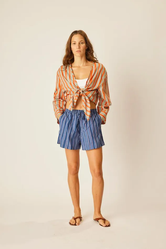 Natalie Martin JASPER SHORT Batik Stripe Navy Shop Bottoms
