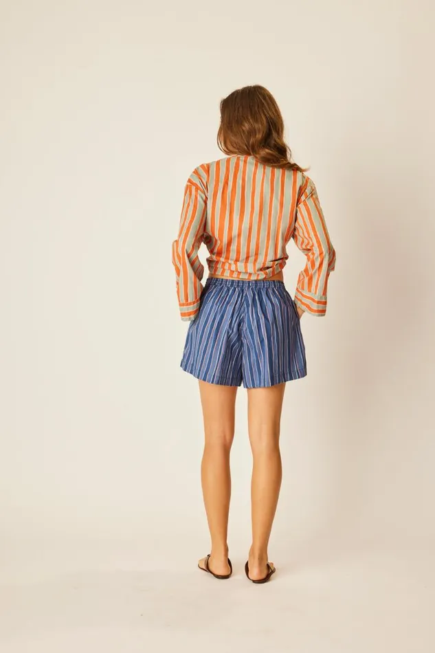 Natalie Martin JASPER SHORT Batik Stripe Navy Shop Bottoms