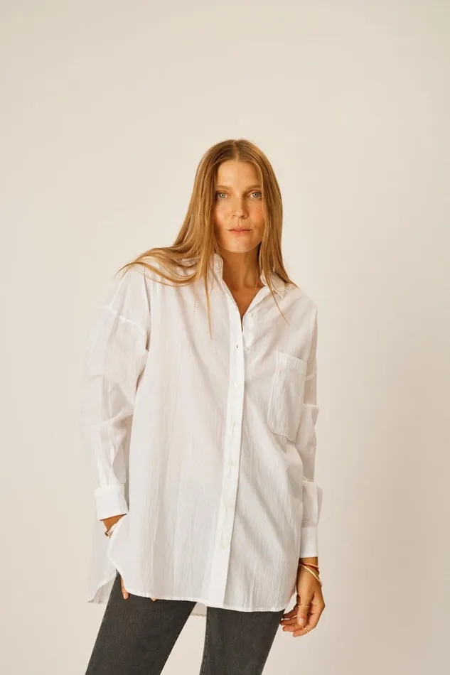 Natalie Martin JENNIFER SHIRT White Flat Cotton Shop Tops