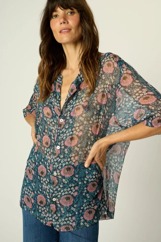 Natalie Martin KEVIN SHIRT Vintage Flowers Indigo Shop Tops