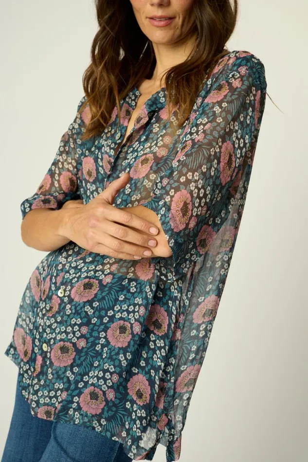 Natalie Martin KEVIN SHIRT Vintage Flowers Indigo Shop Tops