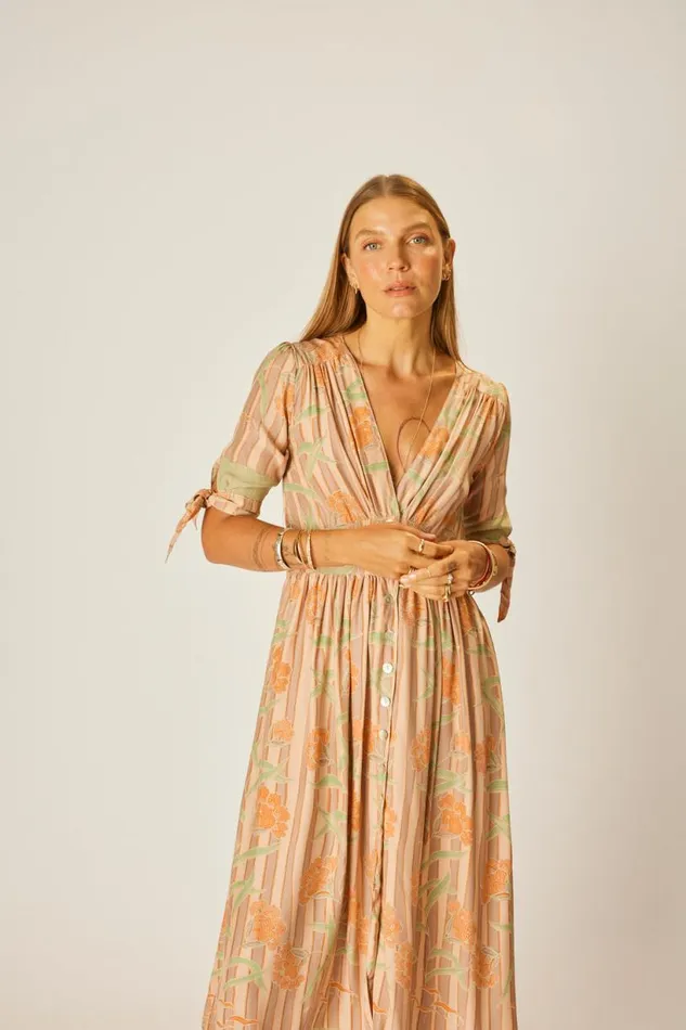 Natalie Martin LAYLA DRESS Chamomile Apricot Shop Dresses