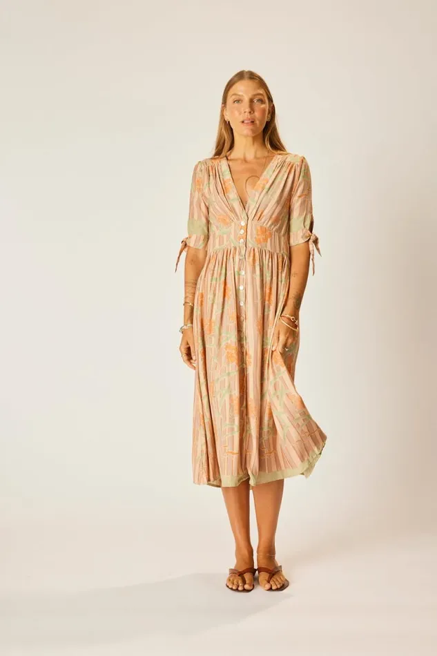 Natalie Martin LAYLA DRESS Chamomile Apricot Shop Dresses