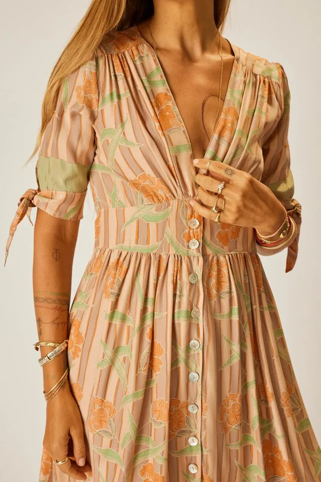 Natalie Martin LAYLA DRESS Chamomile Apricot Shop Dresses