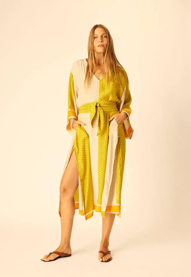 Natalie Martin MARIN DRESS WITH SASH Block Zigzag Aubergine Shop Dresses
