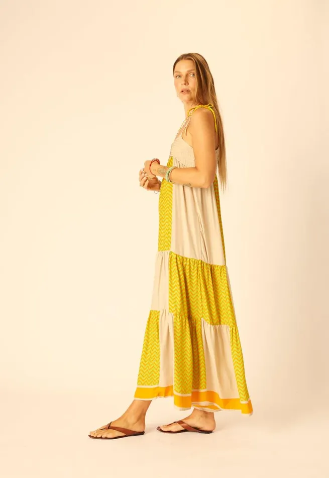 Natalie Martin MELANIE DRESS Block Zigzag Tangerine Shop Dresses