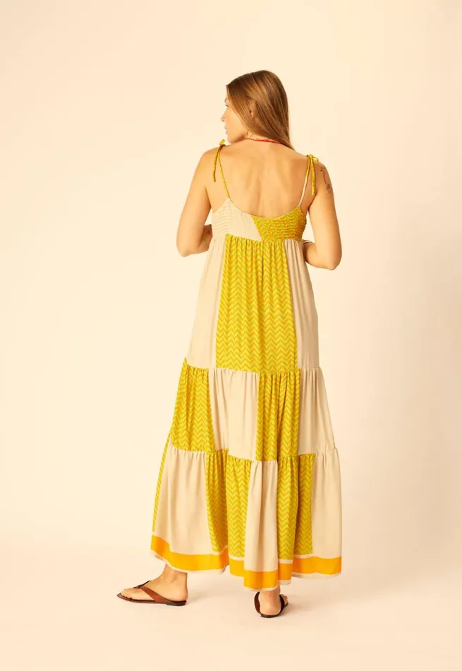 Natalie Martin MELANIE DRESS Block Zigzag Tangerine Shop Dresses