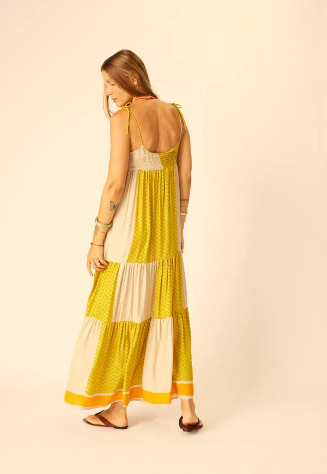 Natalie Martin MELANIE DRESS Block Zigzag Tangerine Shop Dresses