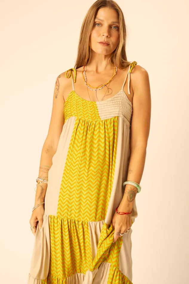 Natalie Martin MELANIE DRESS Block Zigzag Tangerine Shop Dresses