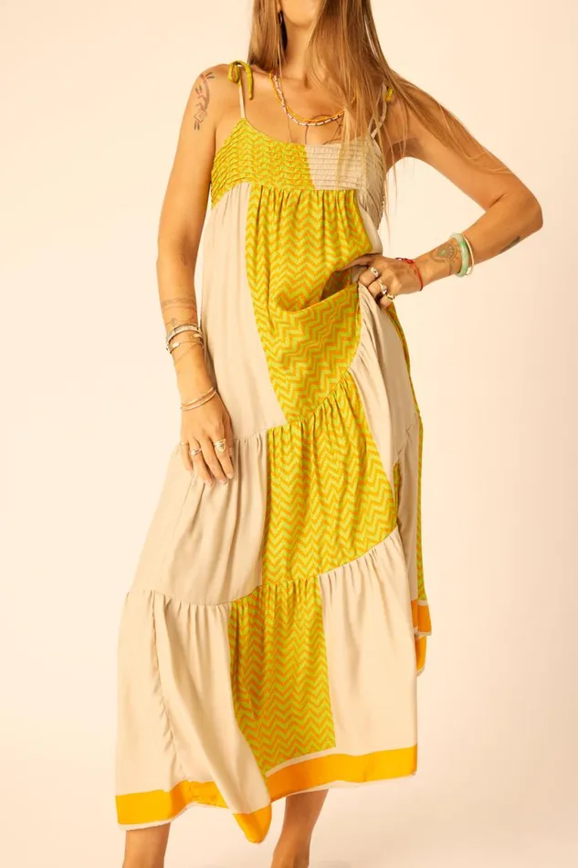 Natalie Martin MELANIE DRESS Block Zigzag Tangerine Shop Dresses