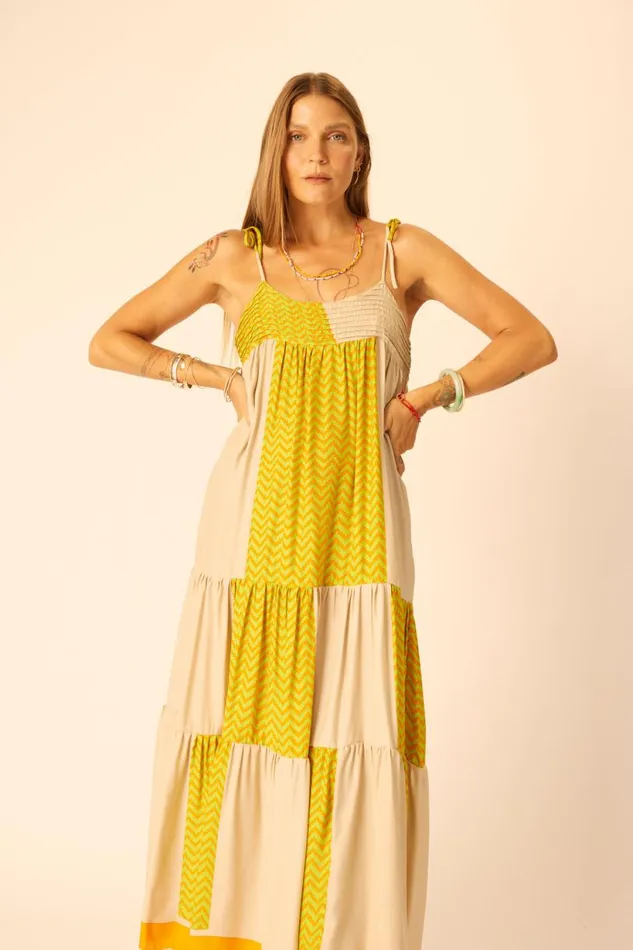 Natalie Martin MELANIE DRESS Block Zigzag Tangerine Shop Dresses
