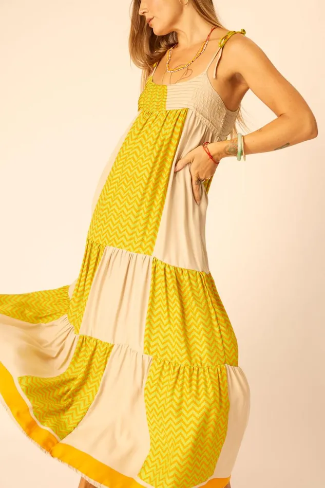 Natalie Martin MELANIE DRESS Block Zigzag Tangerine Shop Dresses