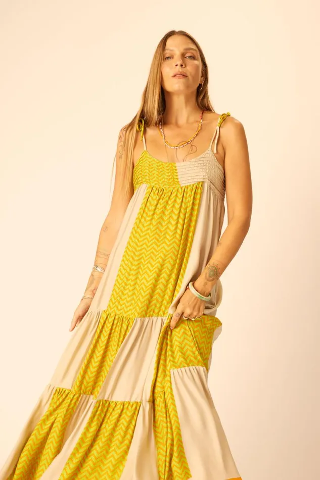 Natalie Martin MELANIE DRESS Block Zigzag Tangerine Shop Dresses