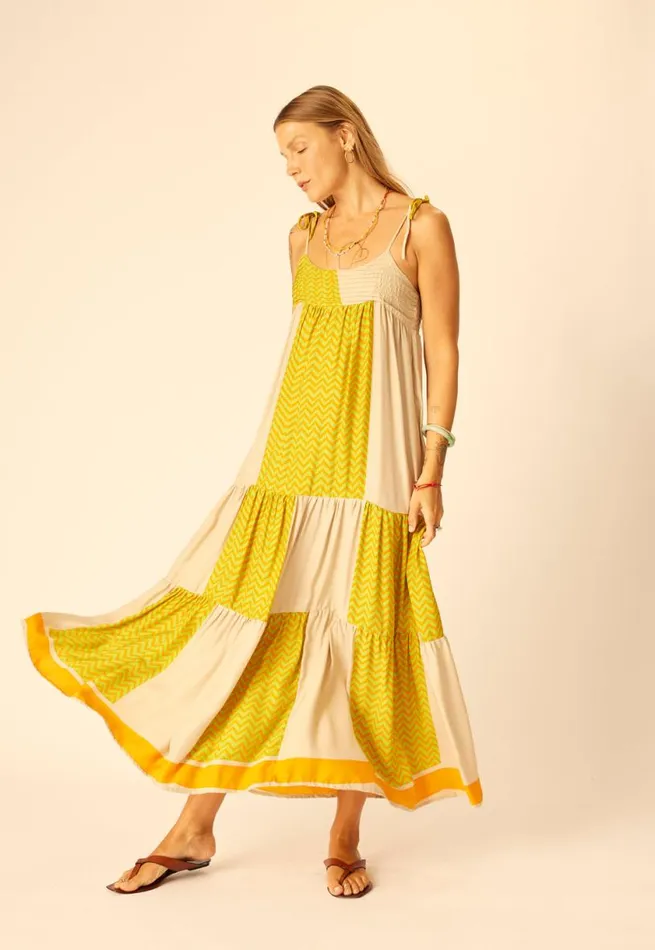 Natalie Martin MELANIE DRESS Block Zigzag Tangerine Shop Dresses