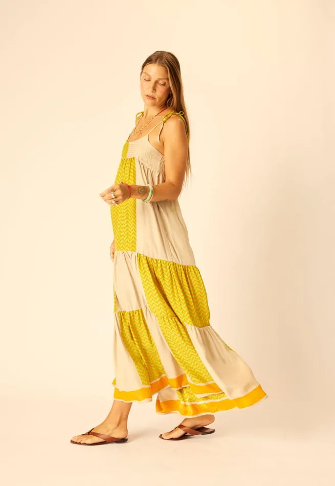 Natalie Martin MELANIE DRESS Block Zigzag Tangerine Shop Dresses