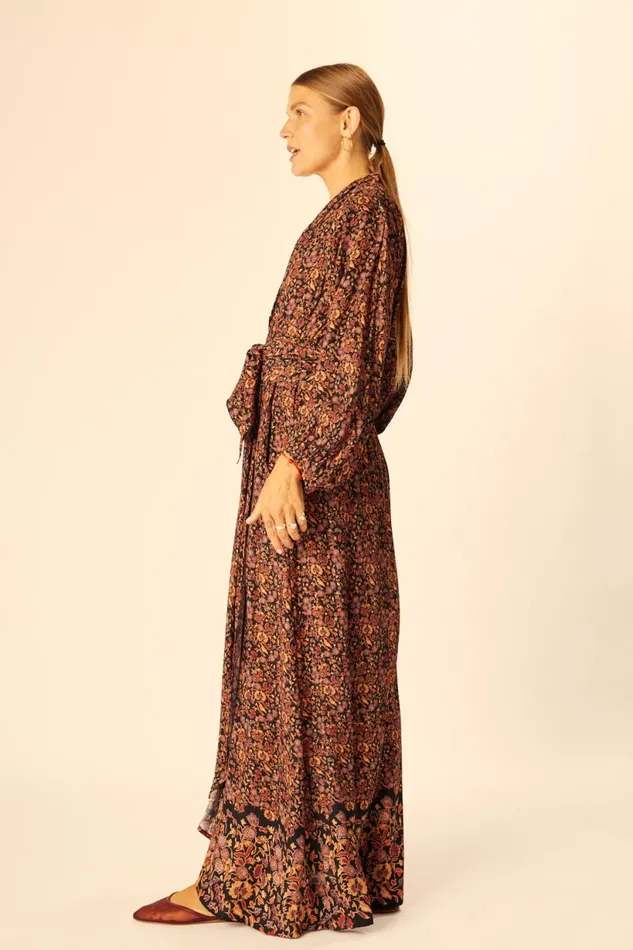 Natalie Martin NICO LS MAXI WITH SASH Petite Fleur Noire Shop Dresses