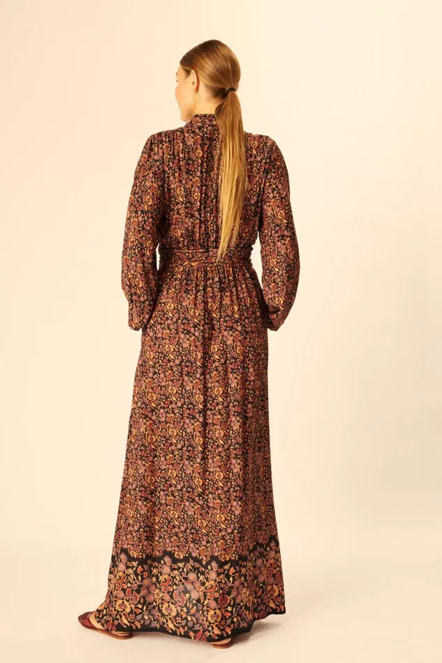 Natalie Martin NICO LS MAXI WITH SASH Petite Fleur Noire Shop Dresses