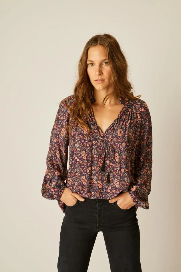 Natalie Martin PENNY BLOUSE Petite Fleur Aubergine Shop Tops