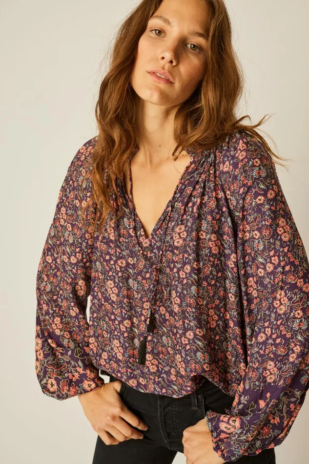 Natalie Martin PENNY BLOUSE Petite Fleur Aubergine Shop Tops