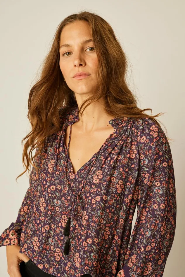 Natalie Martin PENNY BLOUSE Petite Fleur Aubergine Shop Tops
