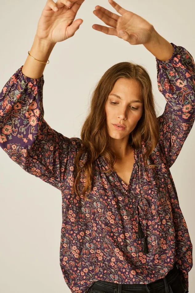 Natalie Martin PENNY BLOUSE Petite Fleur Aubergine Shop Tops