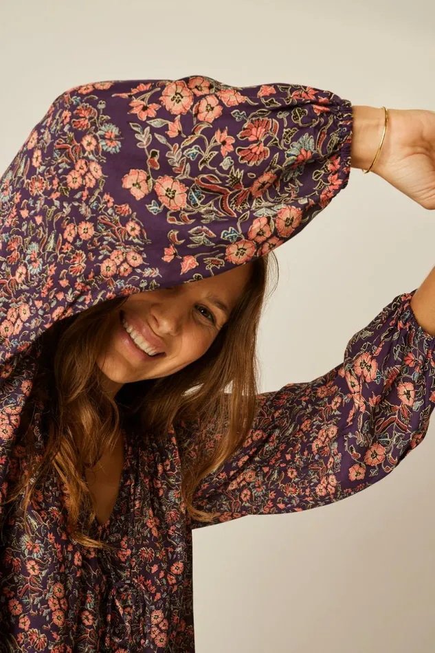 Natalie Martin PENNY BLOUSE Petite Fleur Aubergine Shop Tops