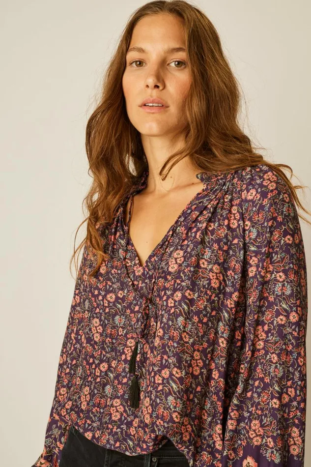 Natalie Martin PENNY BLOUSE Petite Fleur Aubergine Shop Tops
