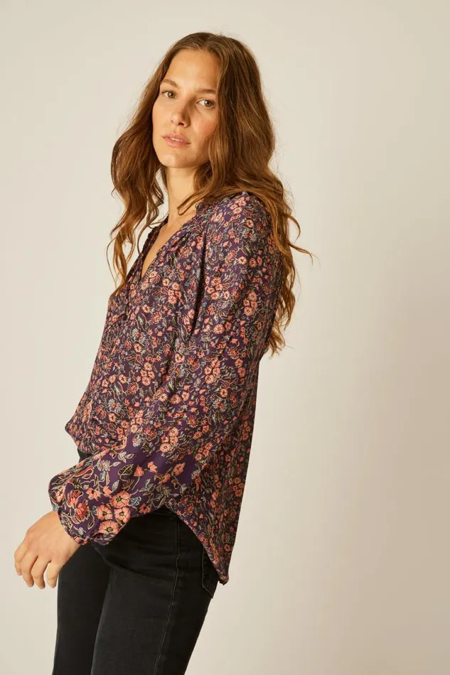 Natalie Martin PENNY BLOUSE Petite Fleur Aubergine Shop Tops
