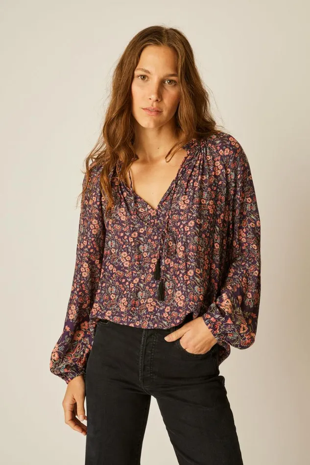 Natalie Martin PENNY BLOUSE Petite Fleur Aubergine Shop Tops