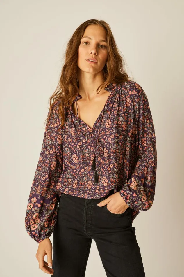 Natalie Martin PENNY BLOUSE Petite Fleur Aubergine Shop Tops