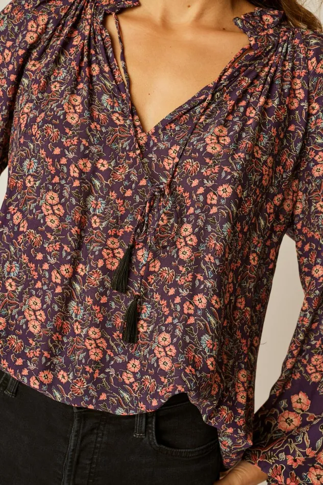Natalie Martin PENNY BLOUSE Petite Fleur Aubergine Shop Tops