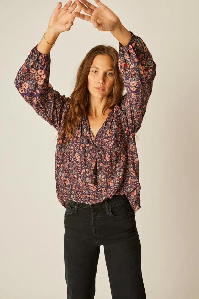 Natalie Martin PENNY BLOUSE Petite Fleur Aubergine Shop Tops
