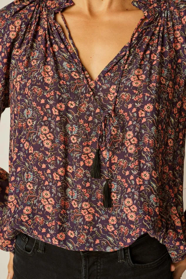 Natalie Martin PENNY BLOUSE Petite Fleur Aubergine Shop Tops