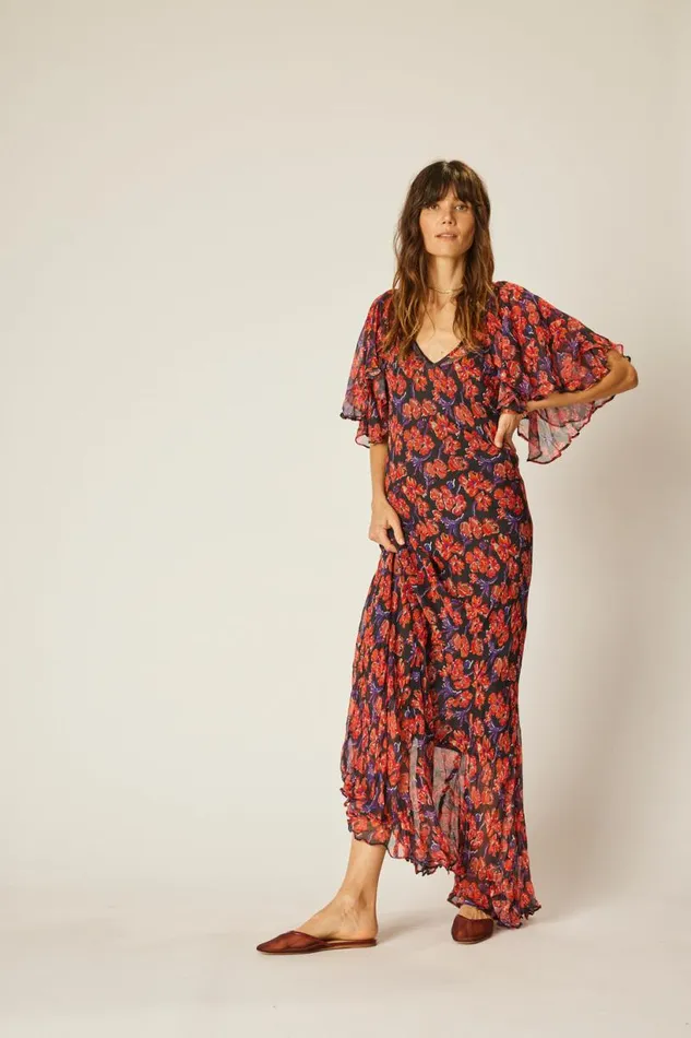 Natalie Martin RAMYA DRESS Chiffon Watercolor Onyx Shop Dresses