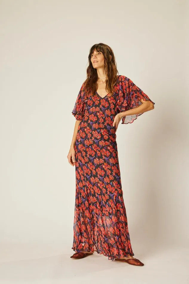 Natalie Martin RAMYA DRESS Chiffon Watercolor Onyx Shop Dresses