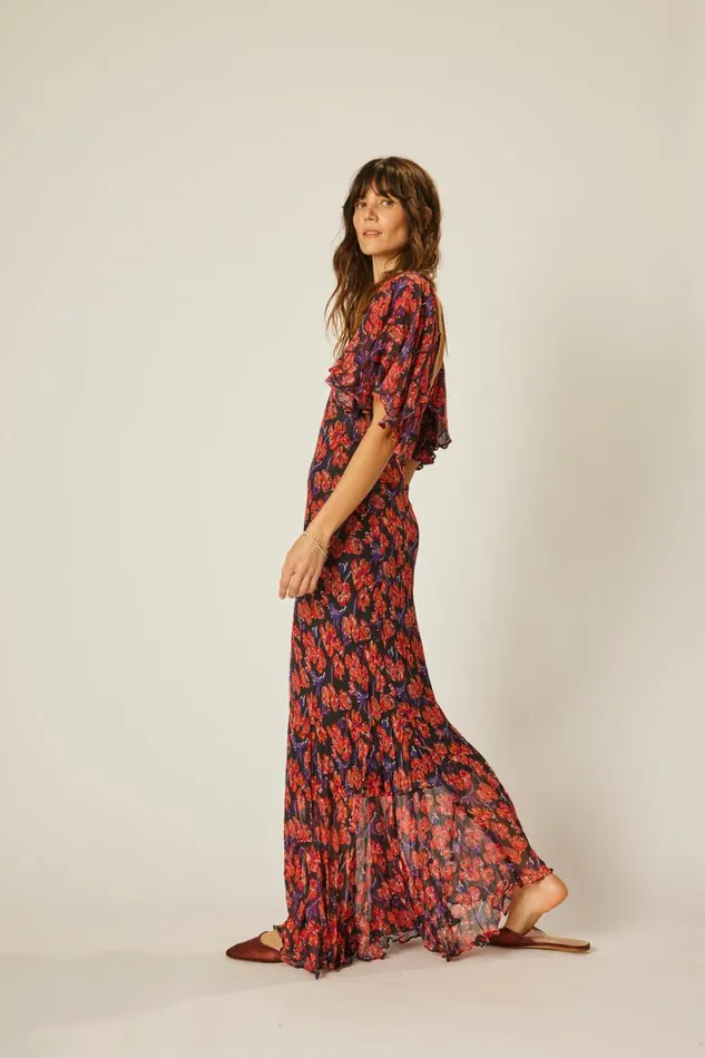 Natalie Martin RAMYA DRESS Chiffon Watercolor Onyx Shop Dresses