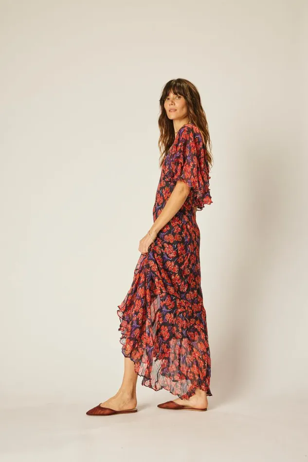 Natalie Martin RAMYA DRESS Chiffon Watercolor Onyx Shop Dresses