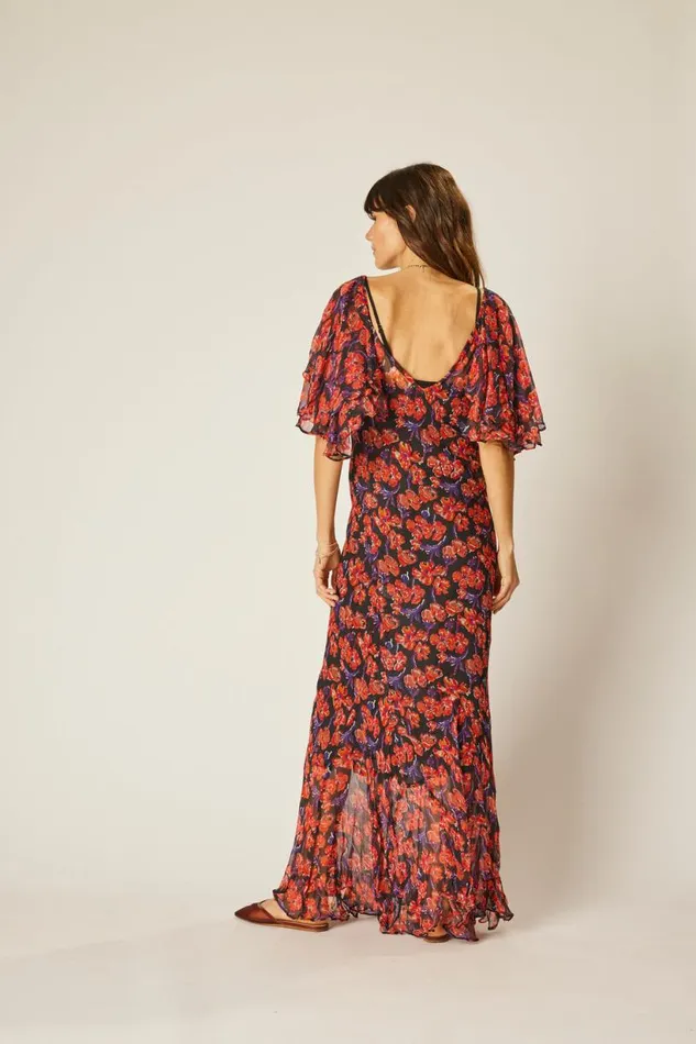 Natalie Martin RAMYA DRESS Chiffon Watercolor Onyx Shop Dresses