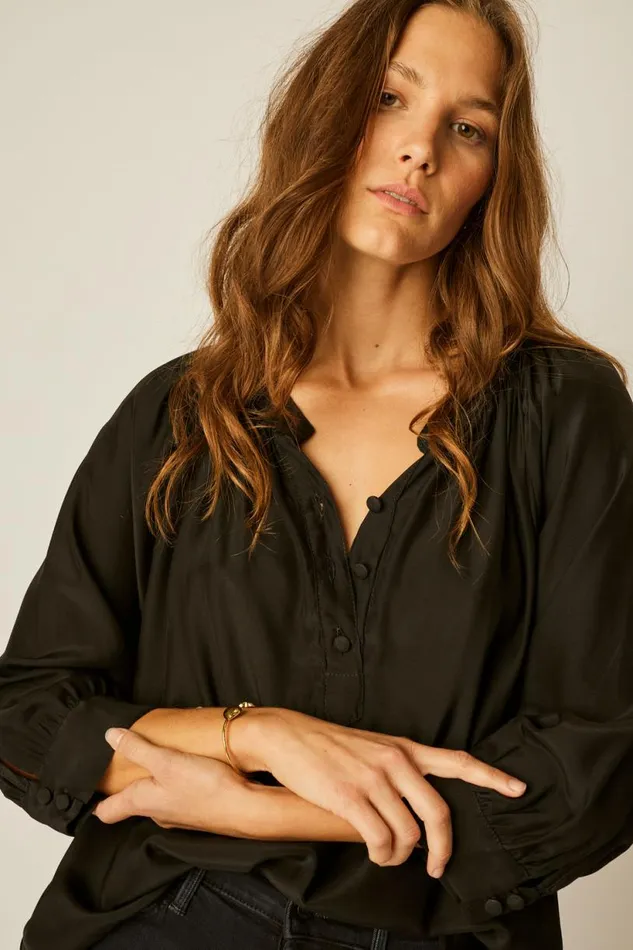 Natalie Martin REMY TOP Black Silk Shop Tops