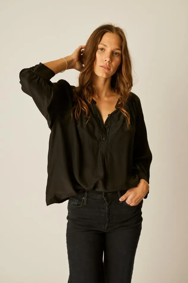 Natalie Martin REMY TOP Black Silk Shop Tops