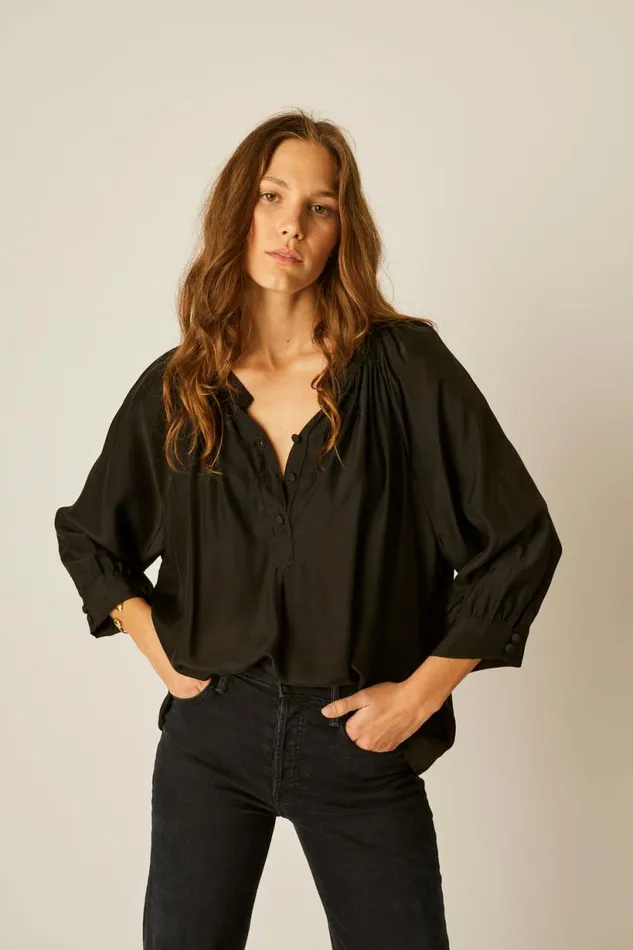 Natalie Martin REMY TOP Black Silk Shop Tops