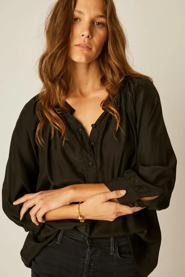 Natalie Martin REMY TOP Black Silk Shop Tops