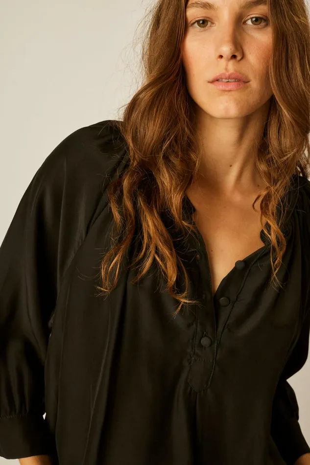 Natalie Martin REMY TOP Black Silk Shop Tops