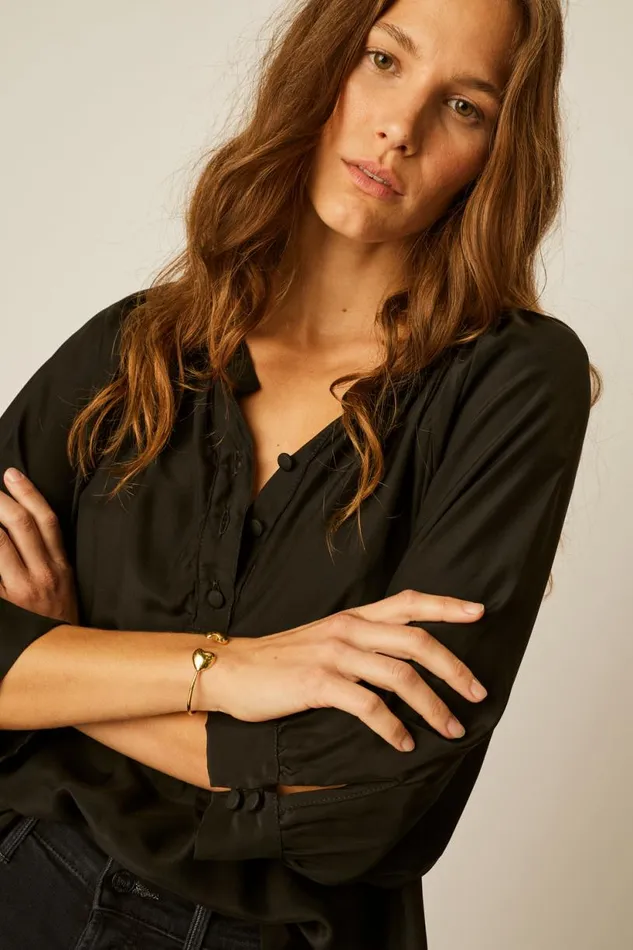 Natalie Martin REMY TOP Black Silk Shop Tops
