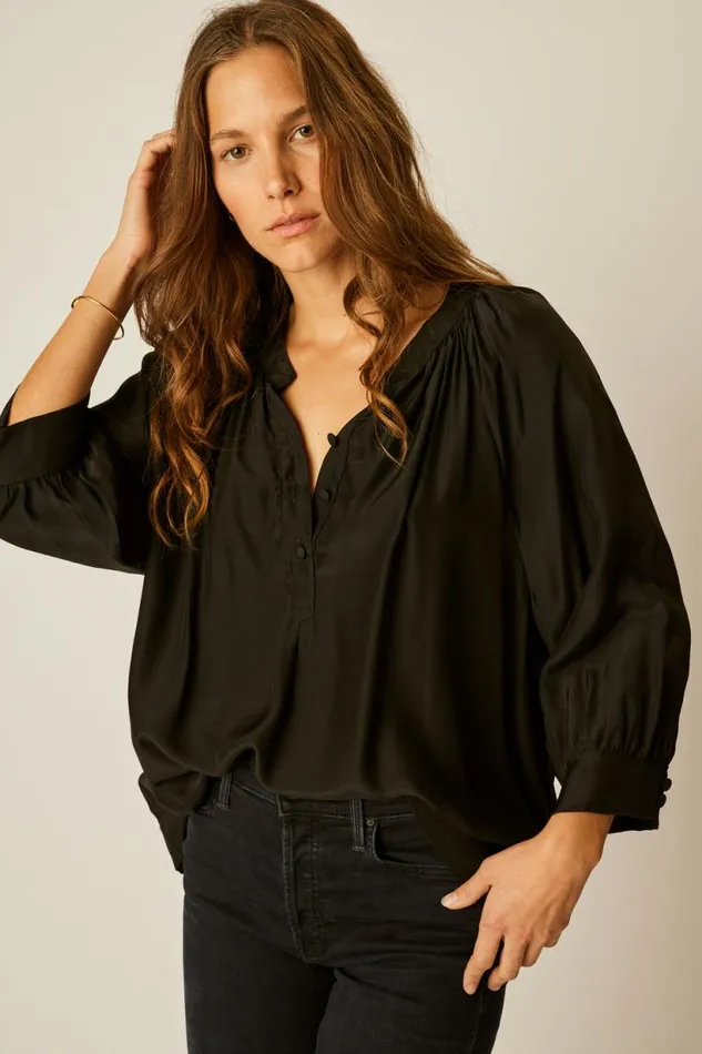 Natalie Martin REMY TOP Black Silk Shop Tops