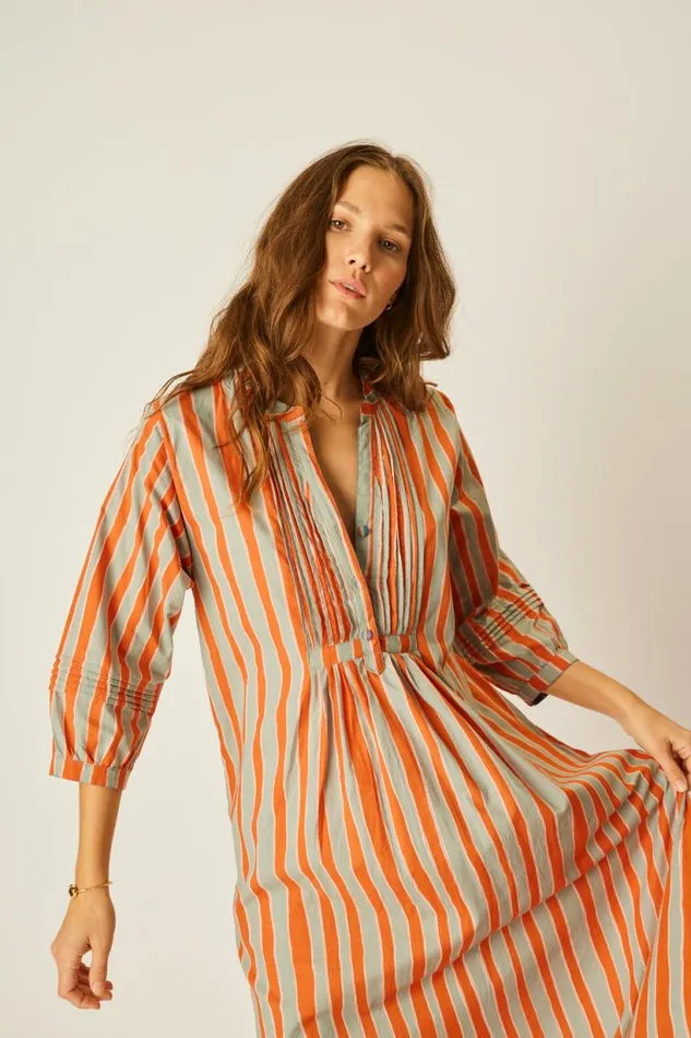 Natalie Martin SAMMIE MAXI Batik Stripe Sage Shop Dresses