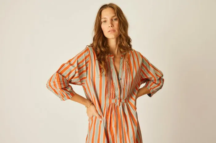 Natalie Martin SAMMIE MAXI Batik Stripe Sage Shop Dresses