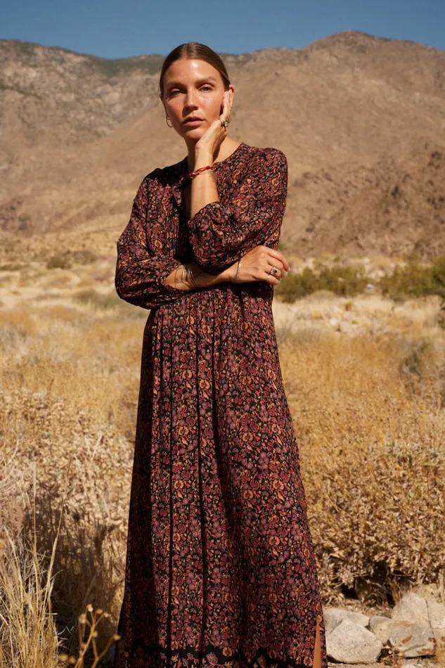 Natalie Martin SAMMIE MAXI Petite Fleur Noire Shop Dresses