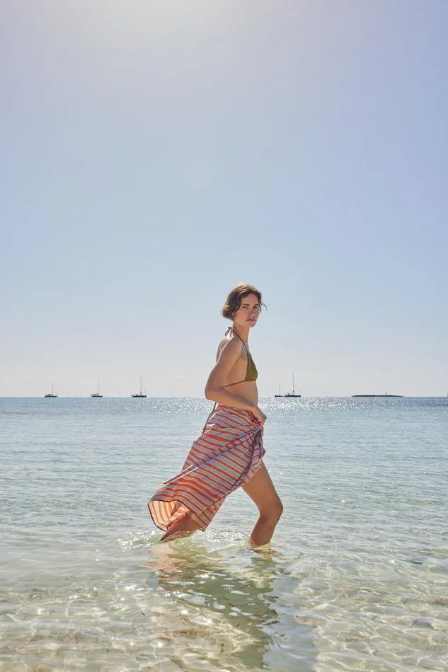 Natalie Martin SARONG Batik Stripe Sage Shop Coverups